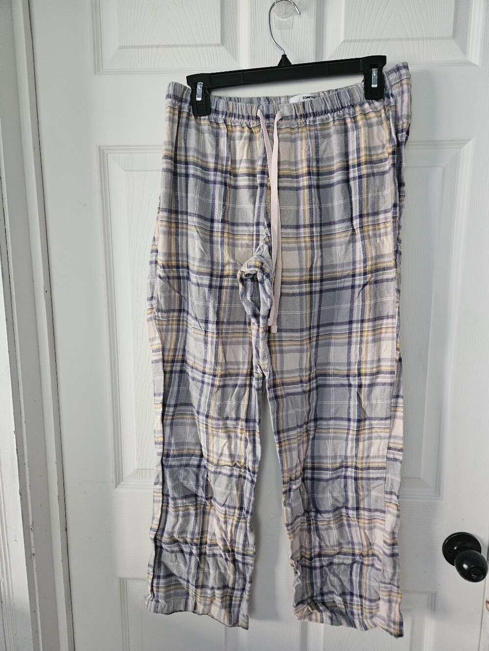Sonoma Plaid Lounge Pajama Pants in Gray, Cream & Light Pink